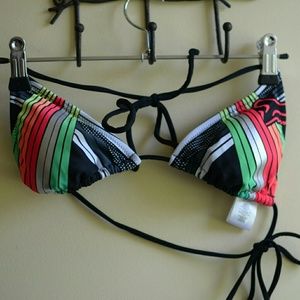 Fox Bikini Top Sz Sm. Stripes. Summer.